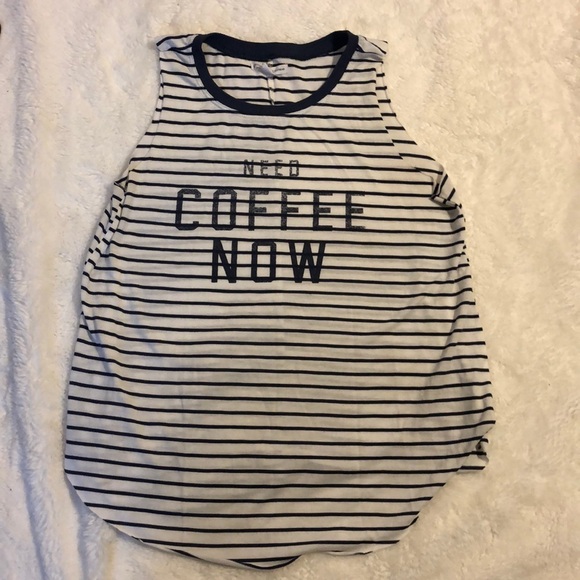 Navy & White Need‎ Coffee Now Tank - Picture 4 of 4
